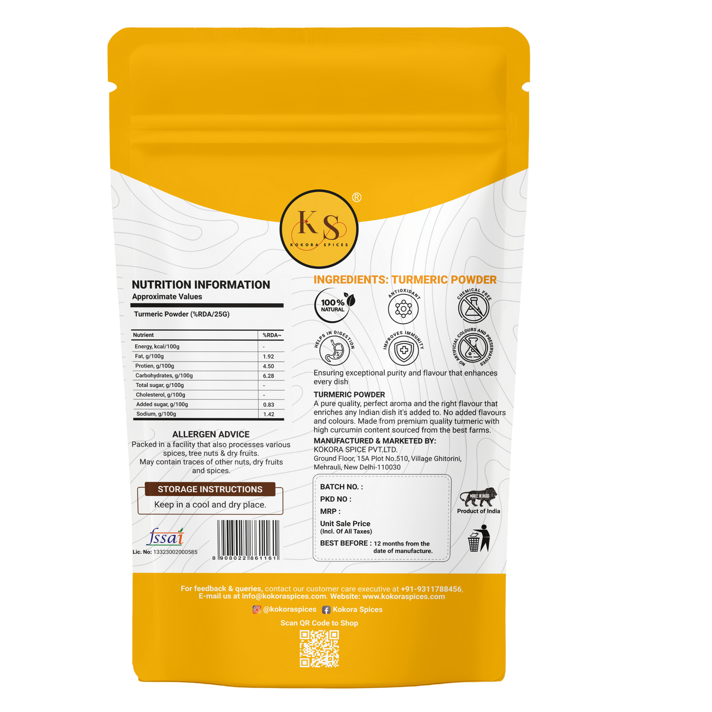 Kokora Spices Turmeric (Haldi) Powder 100g