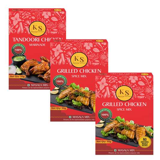 Grilled Chicken Spice Mix (50g x 2Pcs) & Tandoori Chicken Marinade (50g x 1Pcs)_ Pack of 3