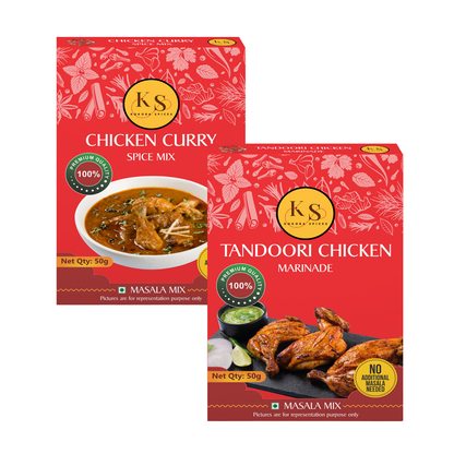 Chicken Curry Spice Mix (50g x 1Pcs) and Tandoori Chicken Marinade (50g x 1Pcs) _Pack of 2