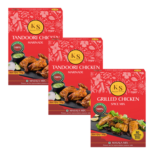 Tandoori Chicken Marinade (50g x 2Pcs) & Grilled Chicken Spice Mix (50g x 1Pcs) _ Pack of 3