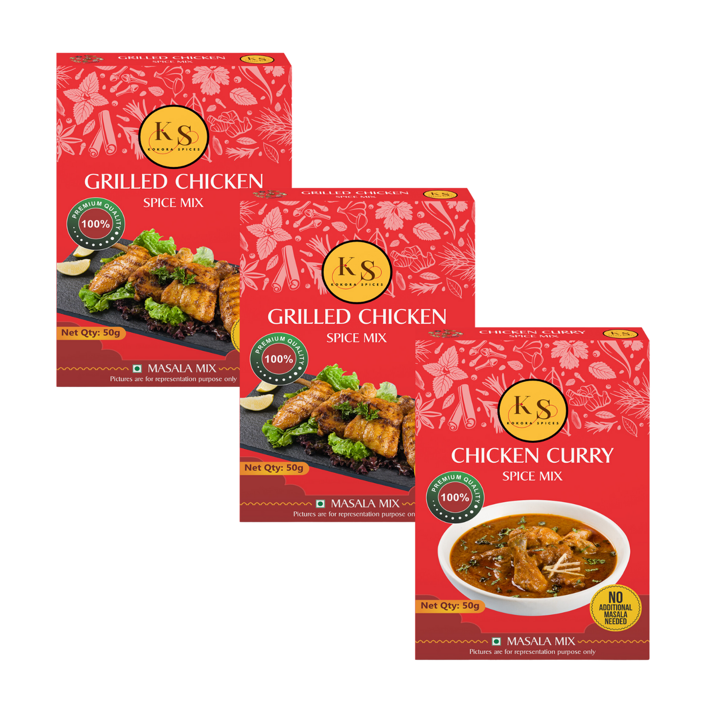 Grilled Chicken (50g x 2Pcs) & Chicken Curry Spice Mix (50g x 1Pcs) _ Pack of 3