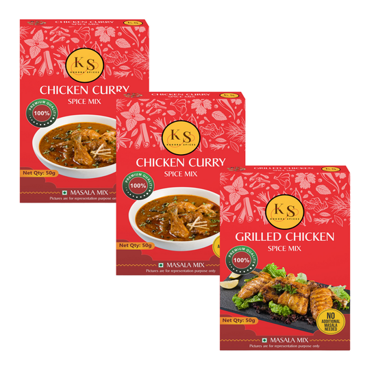 Chicken Curry (50g x 2Pcs) & Grilled Chicken Spice Mix (50g x 1Pcs) _ Pack of 3