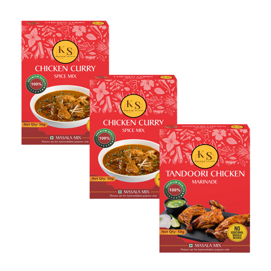 Chicken Curry Spice Mix (50g x 2Pcs) & Tandoori Chicken Marinade (50g x 1Pcs) _ Pack of 3