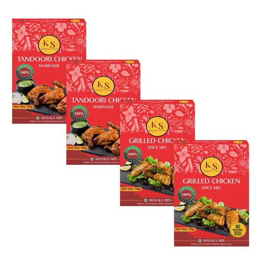 Grilled Chicken Spice Mix (50g x 2Pcs) and Tandoori Chicken Marinade Spice Mix (50g x 2Pcs) _Pack of 4