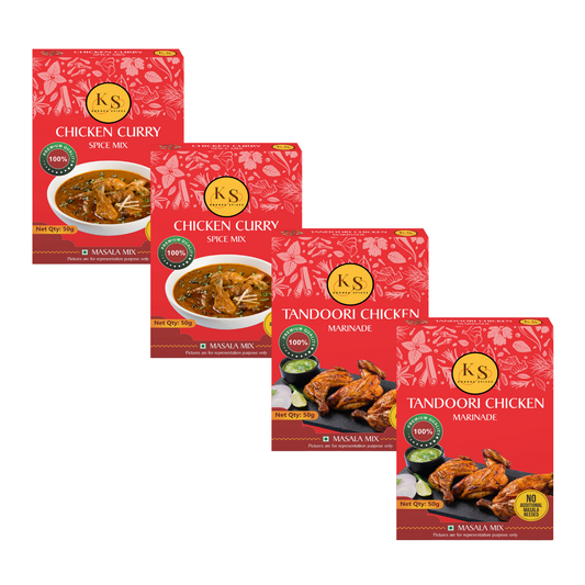 Chicken Curry Spice Mix (50g x 2Pcs) and Tandoori Chicken Marinade (50g x 2Pcs) _Pack of 4