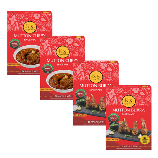 Mutton Curry Spice Mix (50g x 2Pcs) and Mutton Burra Marinade (50g x 2Pcs) _Pack of 4