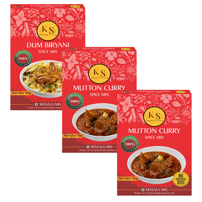 Dum Biryani (50g x 1Pcs) & Mutton Curry Spice Mix (50g x 2Pcs) _ Pack of 3