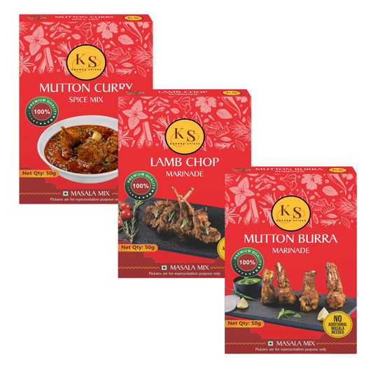 Mutton Curry Spice Mix, Lamb Chop Marinade, and Mutton Burra Marinade_ (1 Packs of Each 50g) _Pack of 3