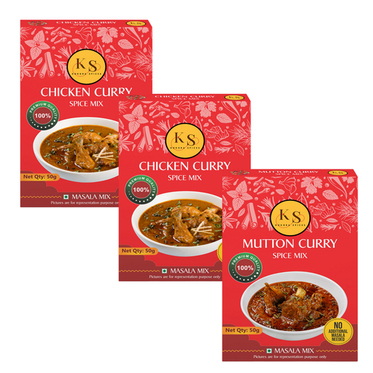 Chicken Curry (50g x 2Pcs) & Mutton Curry Spice Mix (50g x 1Pcs) _ Pack of 3