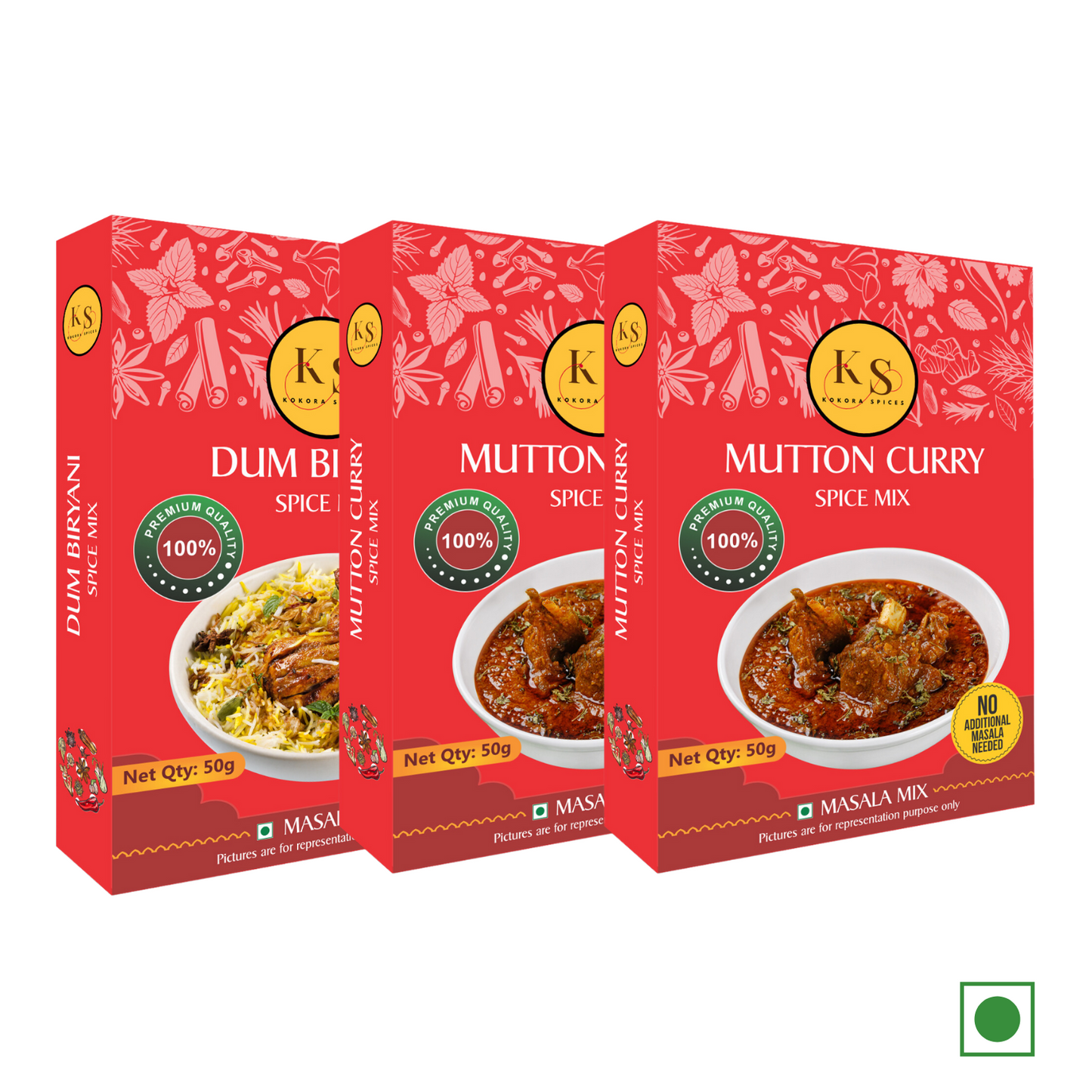 Dum Biryani (50g x 1Pcs) & Mutton Curry Spice Mix (50g x 2Pcs) _ Pack of 3