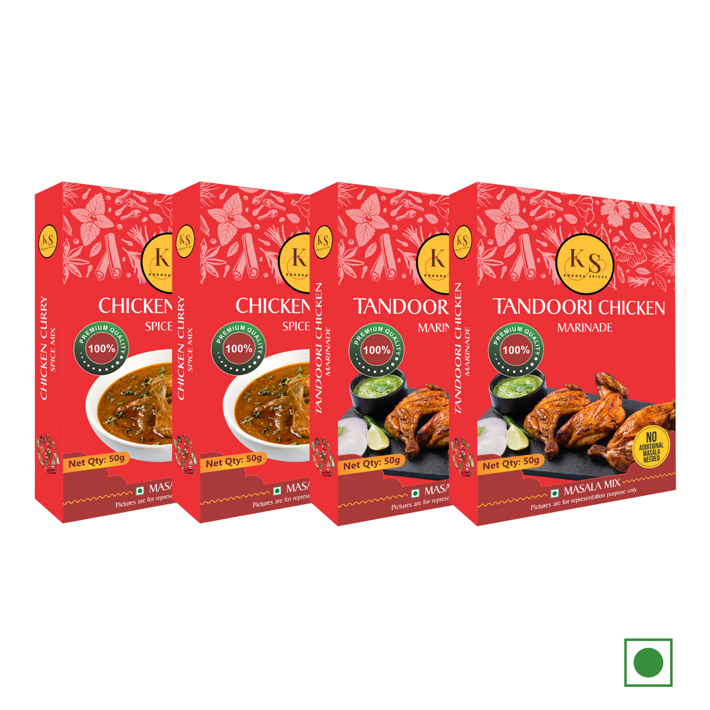 Chicken Curry Spice Mix (50g x 2Pcs) and Tandoori Chicken Marinade (50g x 2Pcs) _Pack of 4