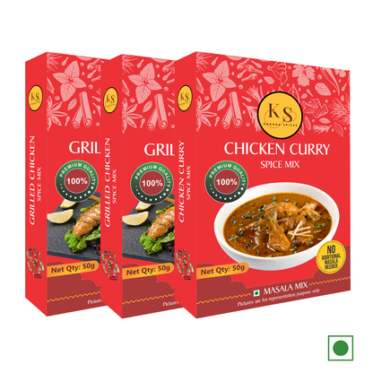 Grilled Chicken (50g x 2Pcs) & Chicken Curry Spice Mix (50g x 1Pcs) _ Pack of 3