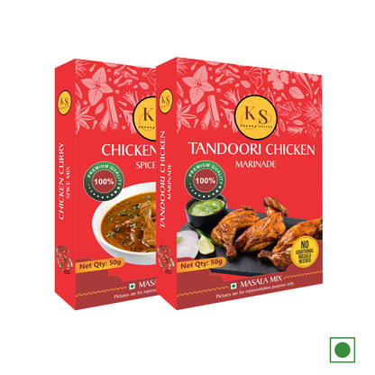 Chicken Curry Spice Mix (50g x 1Pcs) and Tandoori Chicken Marinade (50g x 1Pcs) _Pack of 2