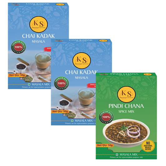 Chai Kadak Masala (50g x 2Pcs) & Pindi Chana Spice Mix (50g x 1Pcs) _ Pack of 3