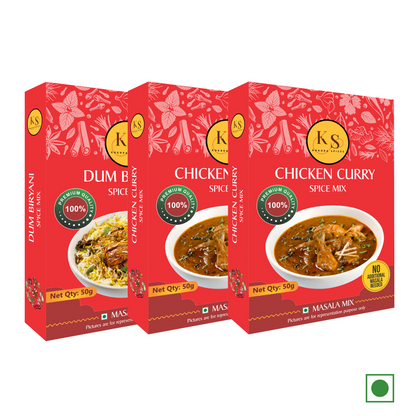 Dum Biryani (50g x 1Pcs) & Chicken Curry Spice Mix (50g x 2Pcs) _ Pack of 3