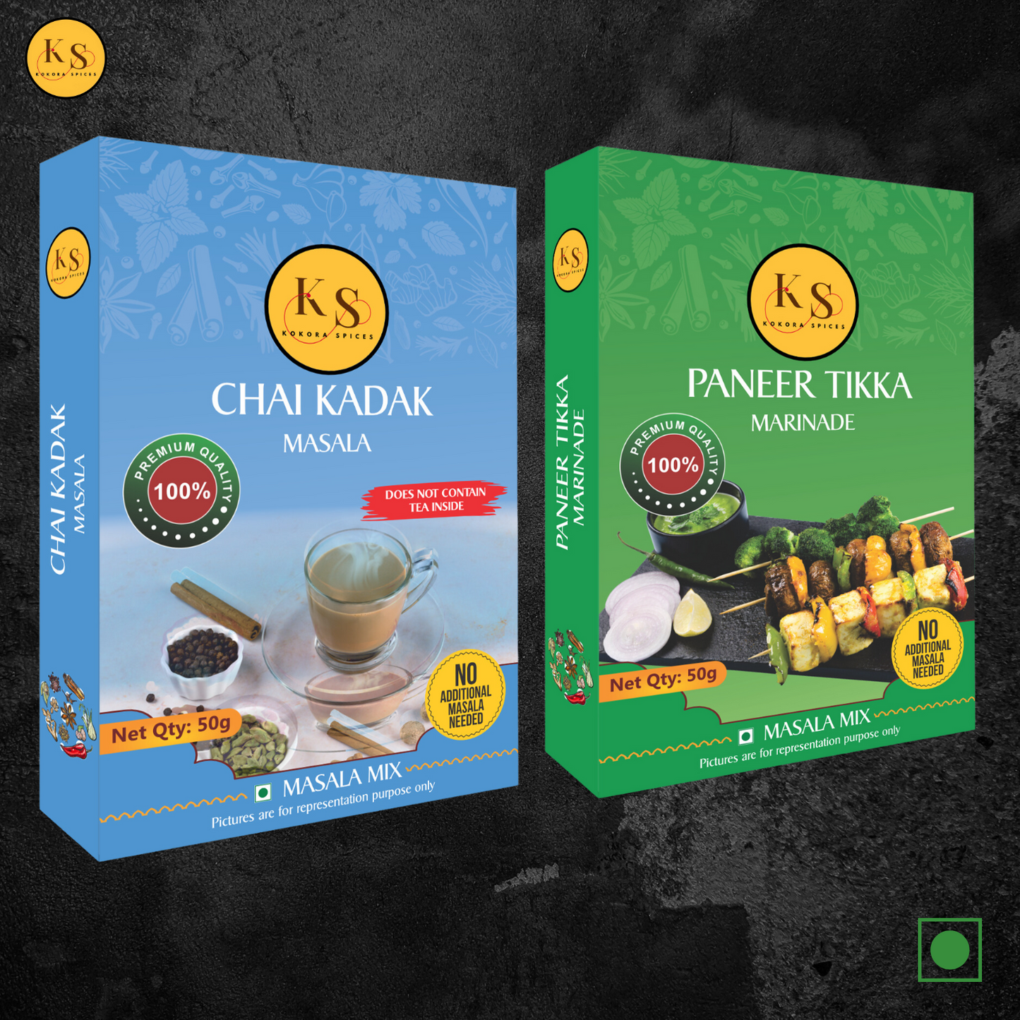 Paneer Tikka Marinade and Chai Kadak Spice Mix (2 Packs of Each, 4x 50g)