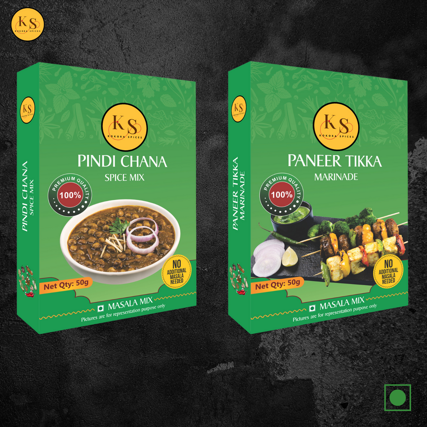 Pindi Chana and Paneer Tikka Marinade Spice Mix (2 Packs of Each, 4x 50g)