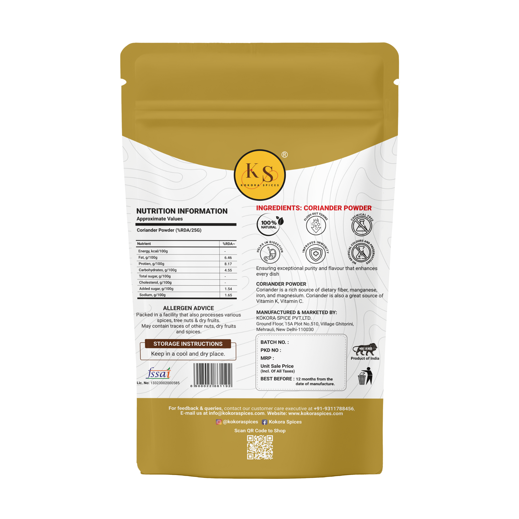 Kokora Spices Coriander (Dhaniya) Powder 100g