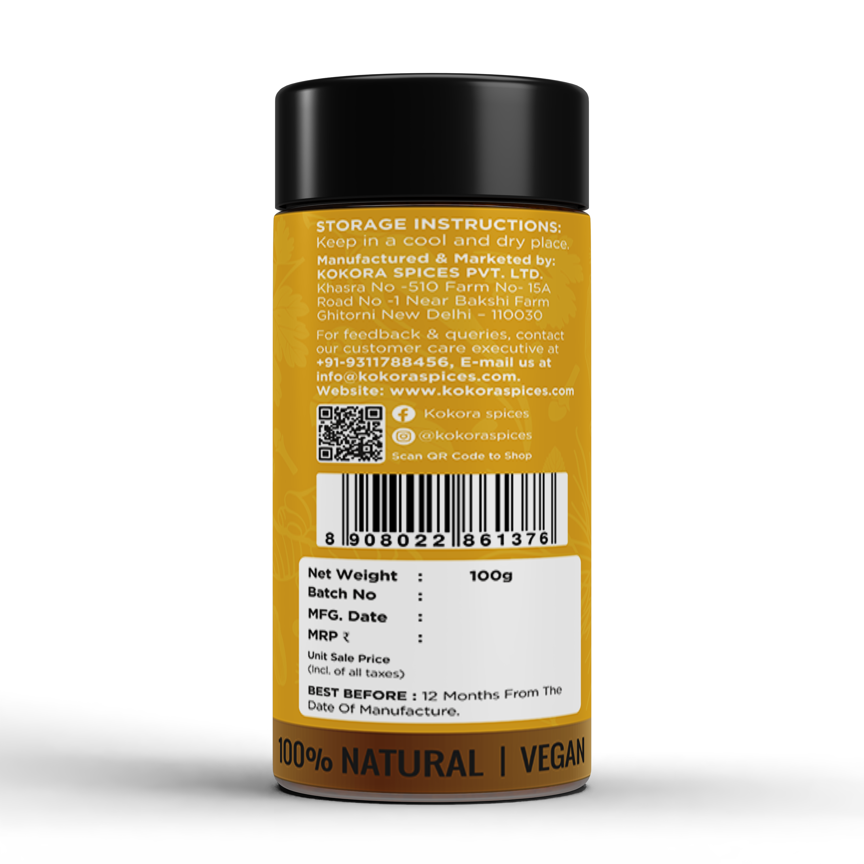 Kokora Spices Fenugreek Seed (Methi Dana)  Powder 100g