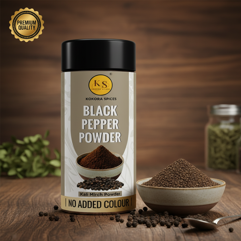 Kokora Spices Black Pepper (Kali Mirch) Powder 100g Jar