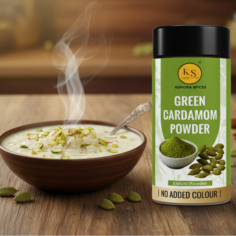 Kokora Spices Green Cardamom (Elaichi) Powder 100g