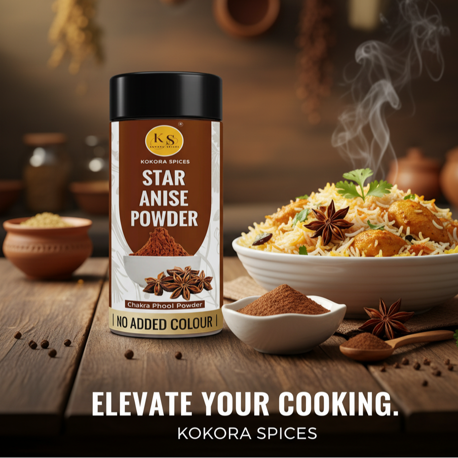 Kokora Spices Star Anise (Chakra Phool) Powder 100g