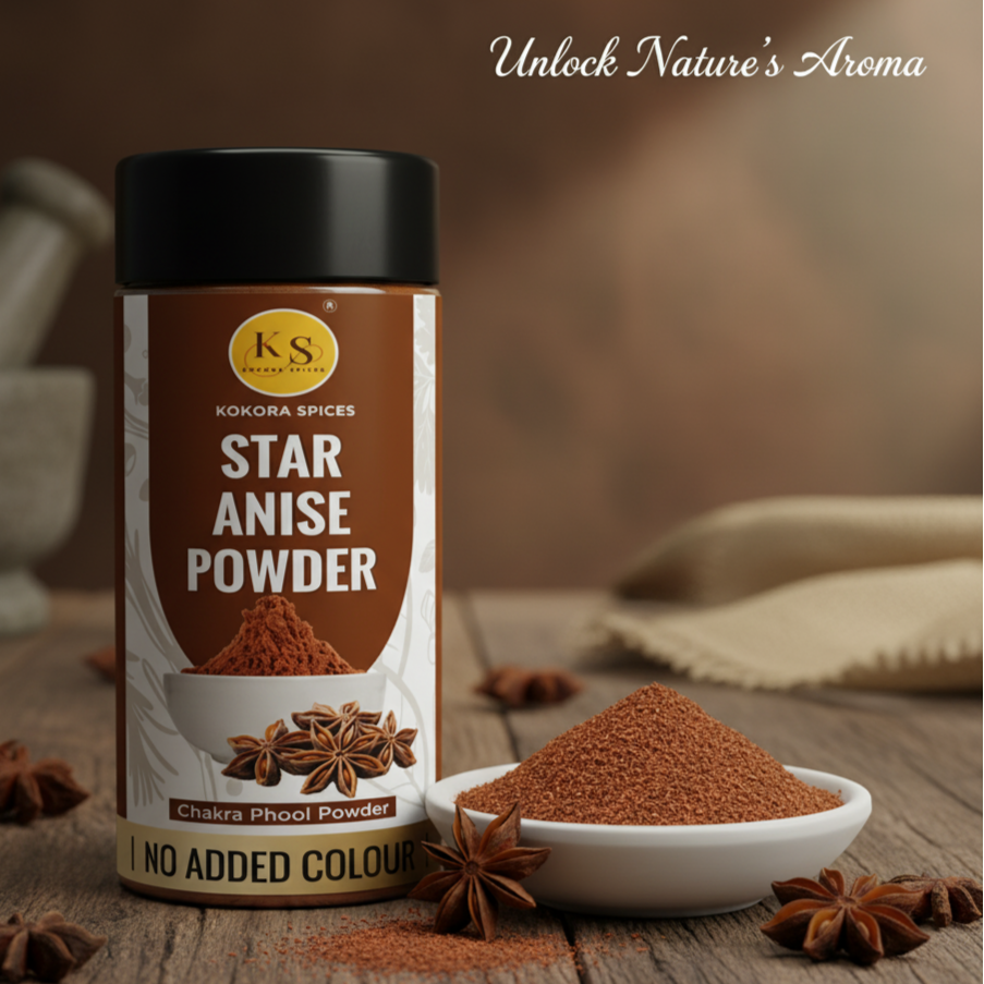 Kokora Spices Star Anise (Chakra Phool) Powder 100g