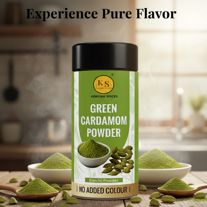 Kokora Spices Green Cardamom (Elaichi) Powder 100g