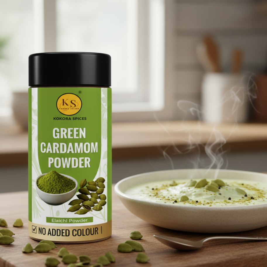 Kokora Spices Green Cardamom (Elaichi) Powder 100g