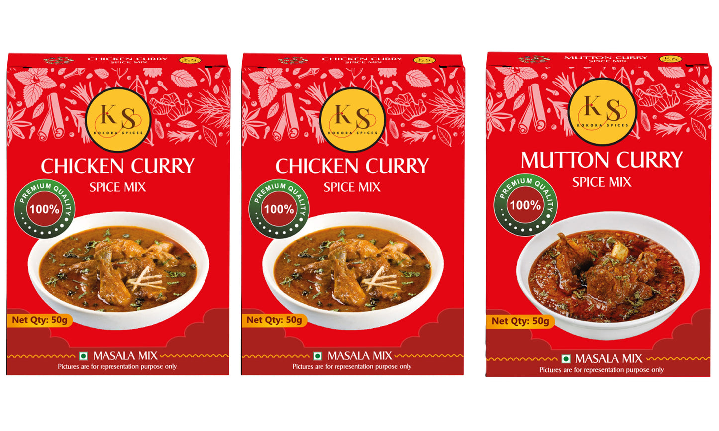 Chicken Curry (Pack of 2) & Mutton Curry Spice Mix  (Pack of 1)