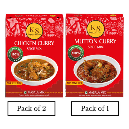 Chicken Curry (Pack of 2) & Mutton Curry Spice Mix  (Pack of 1)