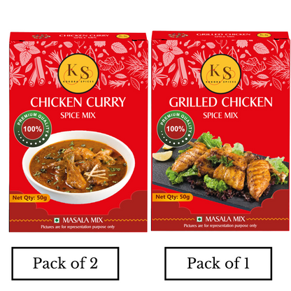 Kokora Spices Chicken Curry (Pack of 2) & Grilled Chicken (Pack of 1)