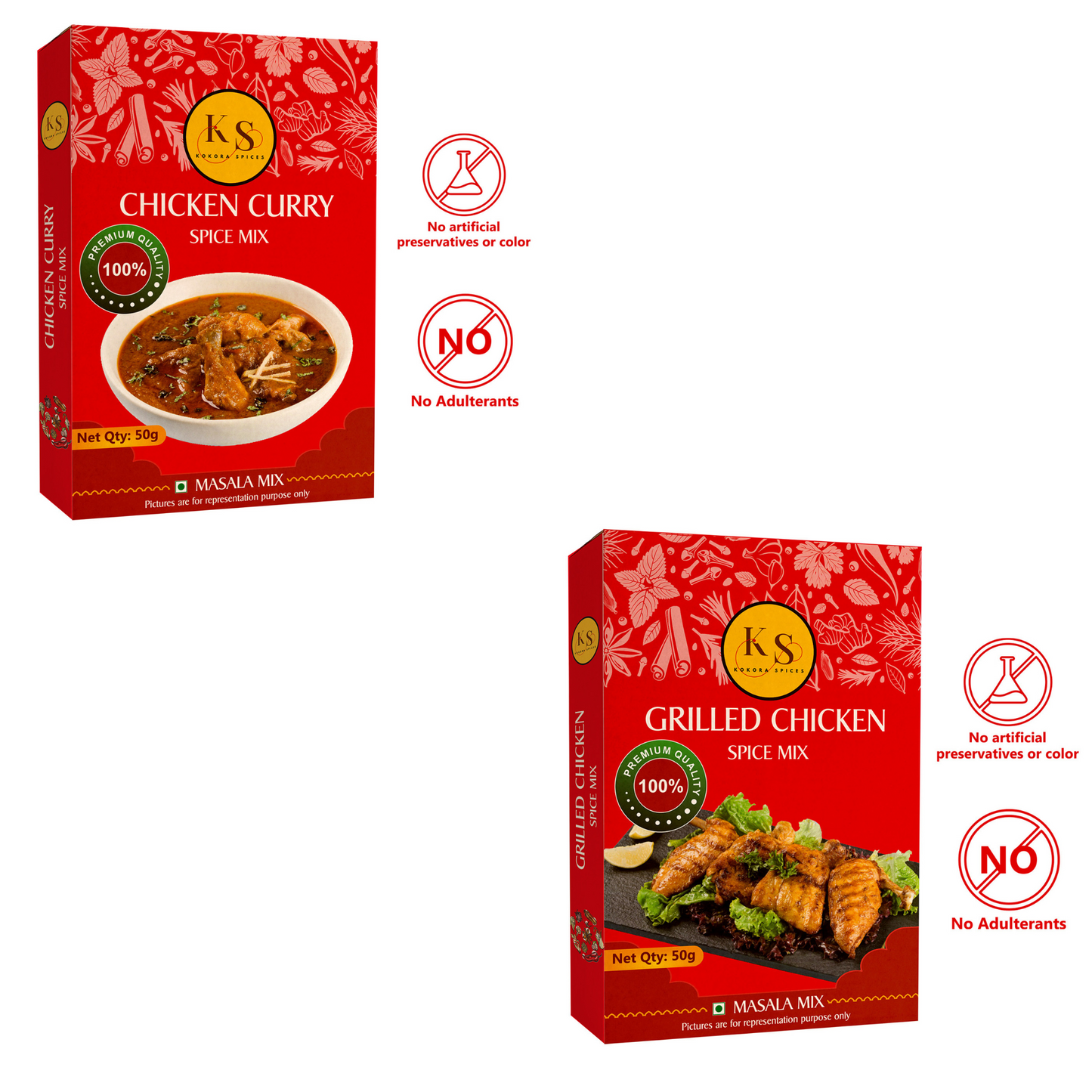 Kokora Spices Chicken Curry (Pack of 2) & Grilled Chicken (Pack of 1)