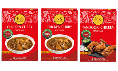 Kokora Spices Chicken Curry (Pack of 2) & Tandoori Chicken Marinade (Pack of 1)