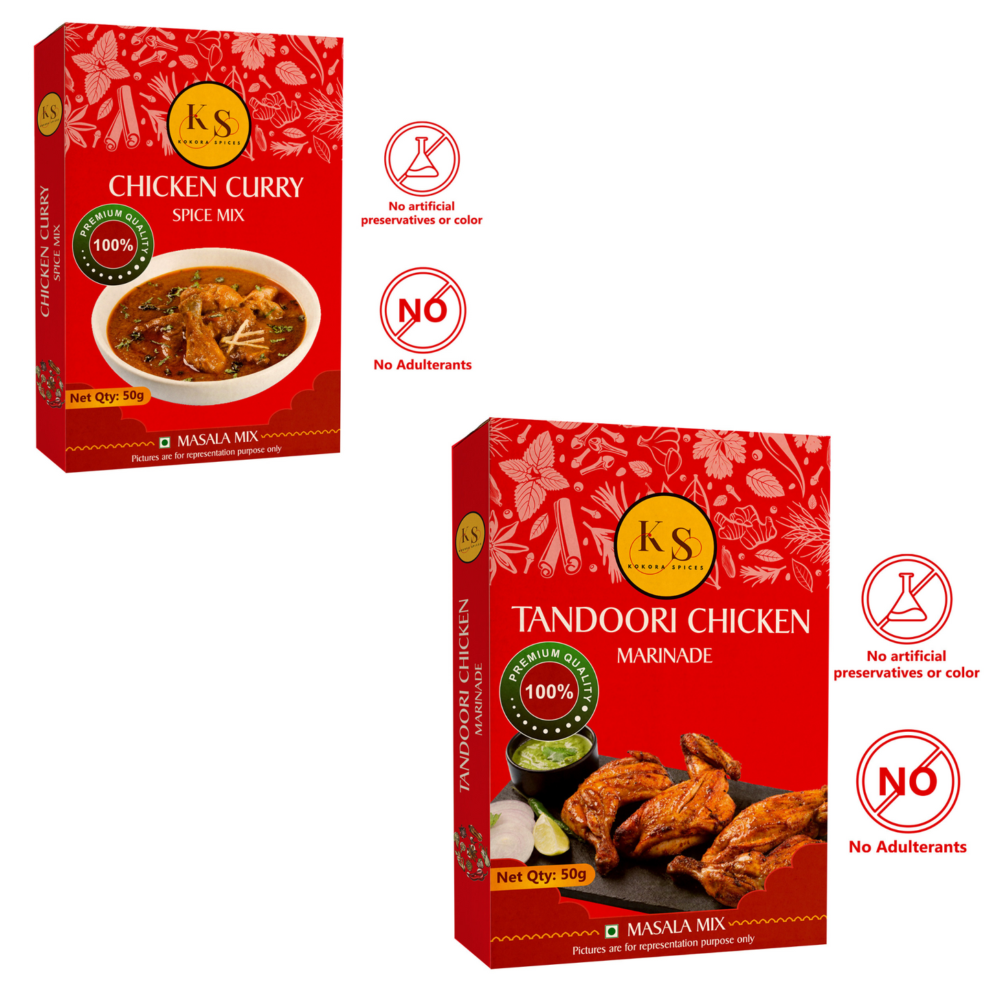 Kokora Spices Chicken Curry (Pack of 2) & Tandoori Chicken Marinade (Pack of 1)