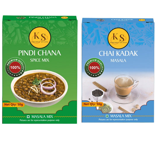 Pindi Chana and Chai Kadak Spice Mix (2 Packs of Each, 4x 50g )