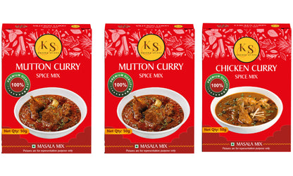 Kokora Spices Mutton Curry (Pack of 2) & Chicken Curry (Pack of 1)