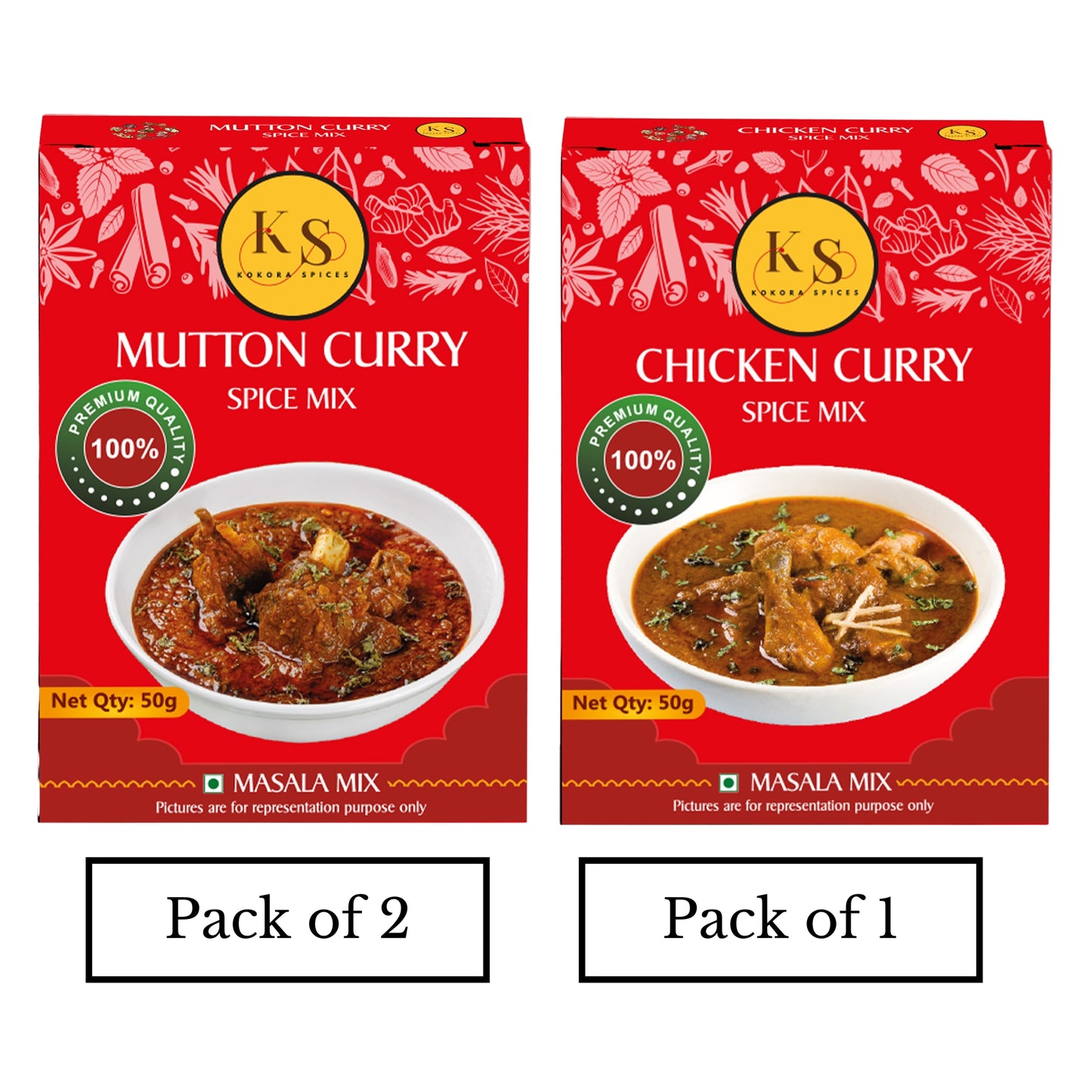 Kokora Spices Mutton Curry (Pack of 2) & Chicken Curry (Pack of 1)