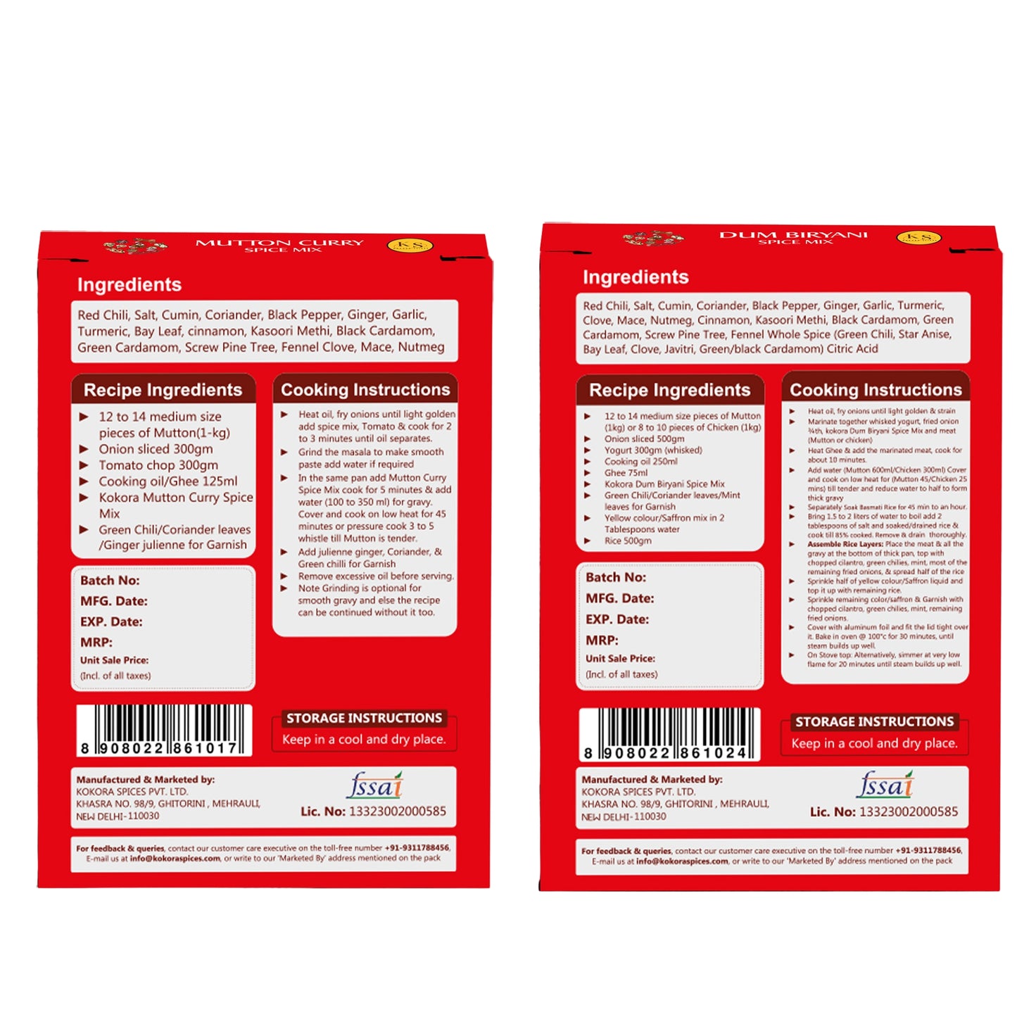 Kokora Spices Mutton Curry (Pack of 1) & Dum Biryani (Pack of 2)