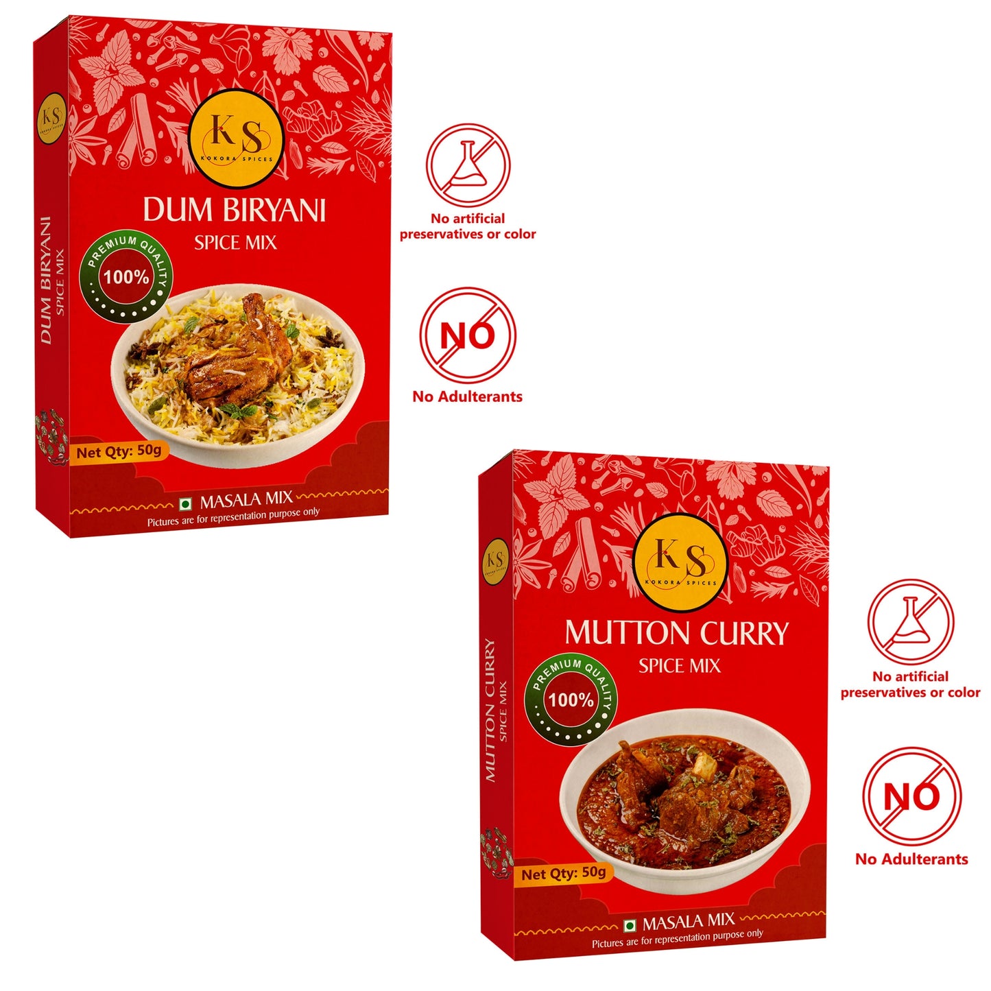 Kokora Spices Mutton Curry (Pack of 1) & Dum Biryani (Pack of 2)