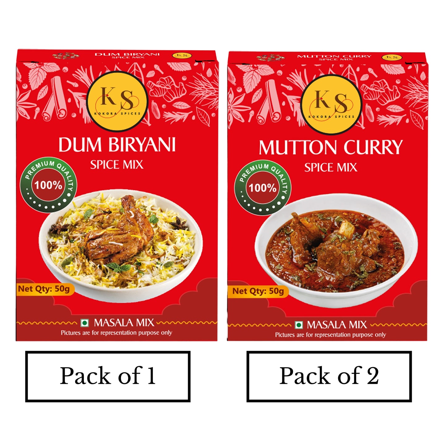 Dum Biryani (Pack of 1) & Mutton Curry Spice Mix (Pack of 2)