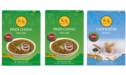 Pindi Chana (Pack of 2) & Chai Kadak Masala (Pack of 1)