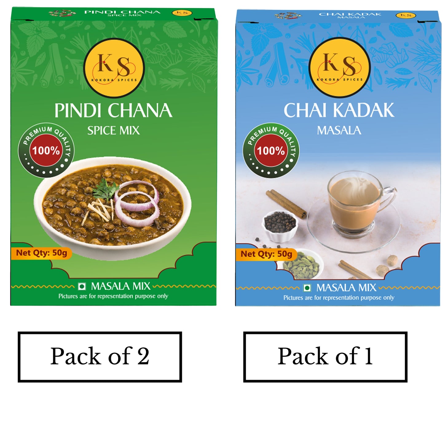 Pindi Chana (Pack of 2) & Chai Kadak Masala (Pack of 1)