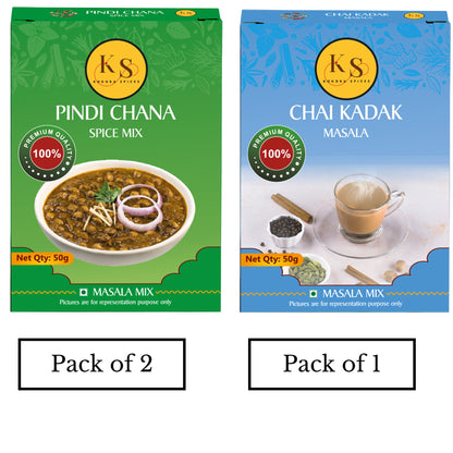 Pindi Chana (Pack of 2) & Chai Kadak Masala (Pack of 1)