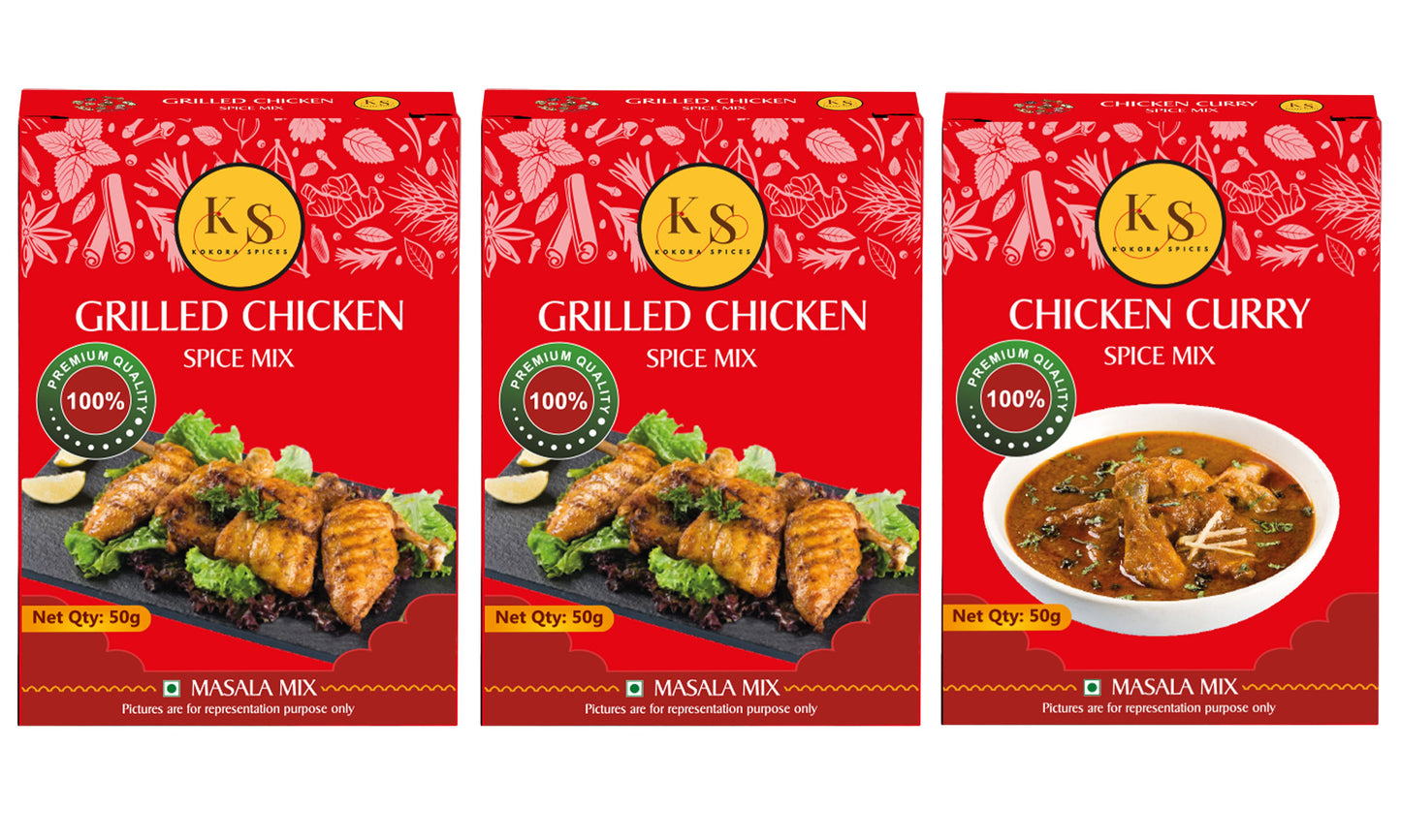 Grilled Chicken (Pack of 2) & Chicken Curry Spice Mix (Pack of 1)