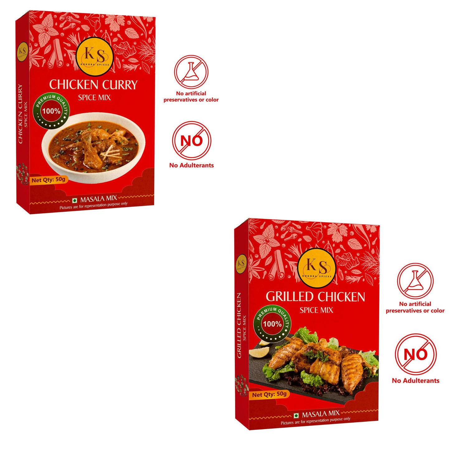 Grilled Chicken (Pack of 2) & Chicken Curry Spice Mix (Pack of 1)