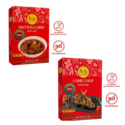 Mutton Curry and Lamb Chop Marinade Spice Mix (2 Packs of Each, 4x 50g)