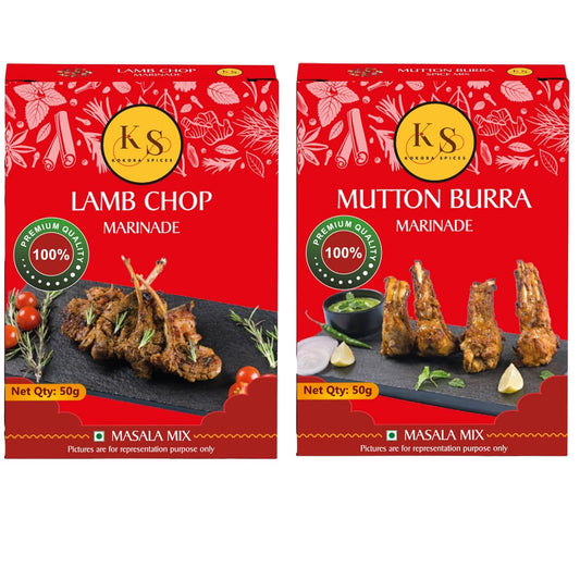 Lamb Chop Marinade and Mutton Burra Marinade Spice Mix (2 Packs of Each, 4x 50g)