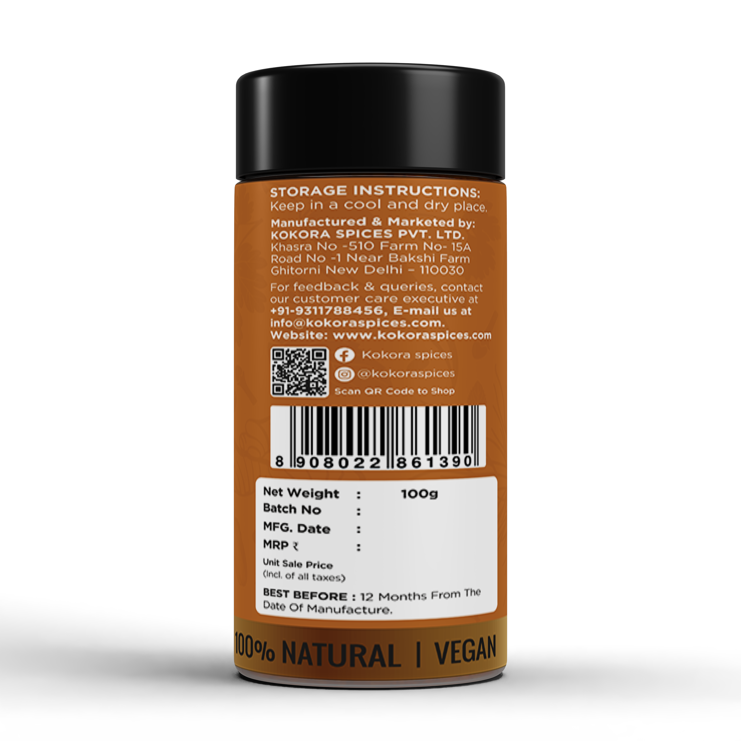 Kokora Spices Nutmeg(Jaiphal) Powder  100g